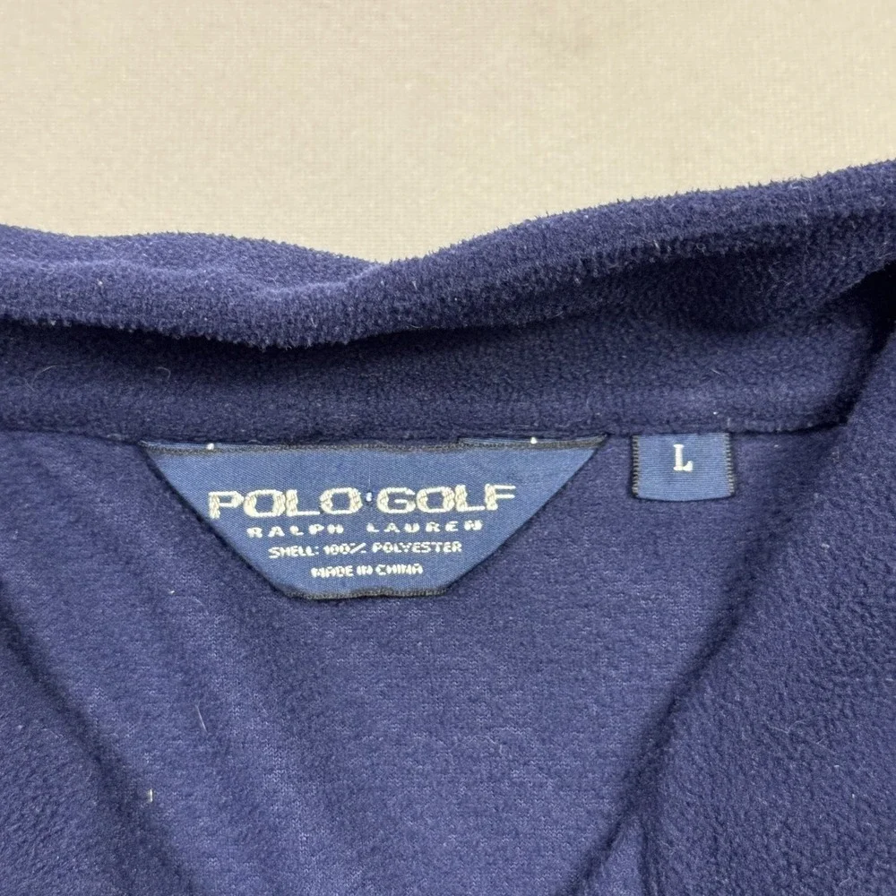 Ralph‎ Lauren Polo Golf Men's Fleece Sweater Snap Button Polyester Blue Large